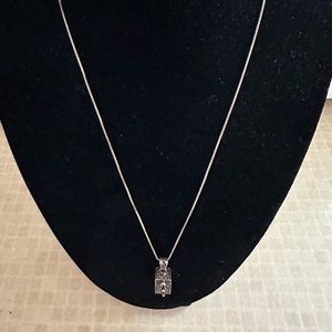 Vintage Sterling Silver Prayer Box with 9 inch sterling silver chain from Italy